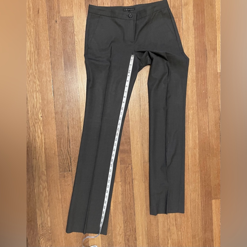 Theory Charcoal Gray pants sz 4/low rise-15” waist 34” inseam - Picture 6 of 13